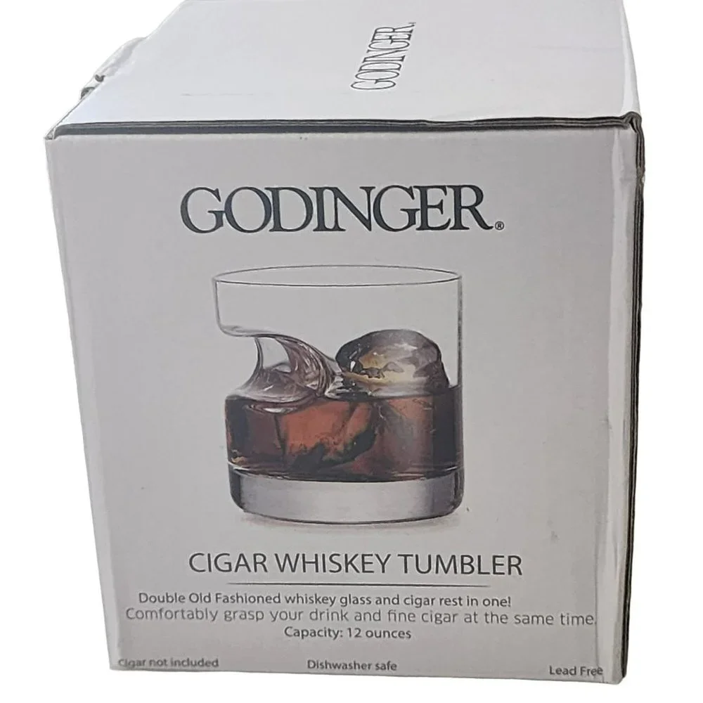 Godinger Cigar Whiskey Tumbler 12 oz Hand Made Of Fine Durable Crystalline Glass